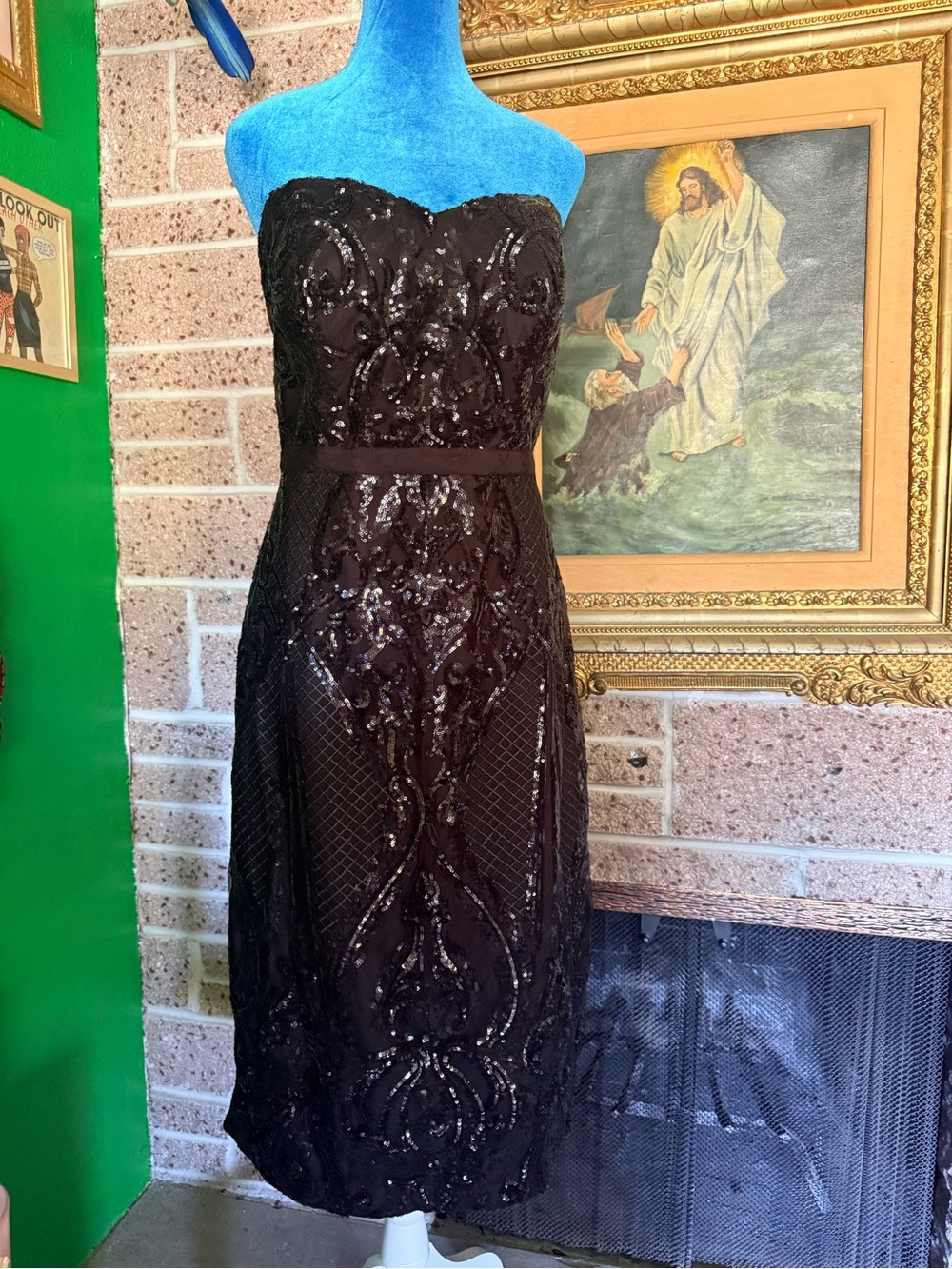 City Chic Black Strapless Sequin Sophia Dress